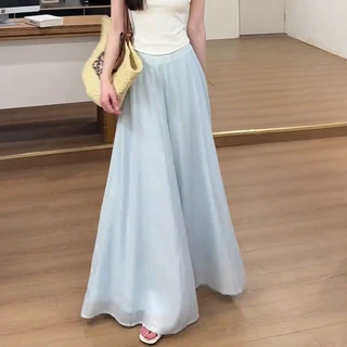 春夏新款时尚休闲裤垂感高腰宽松休闲裙裤裙裤长款垂坠感阔腿裤