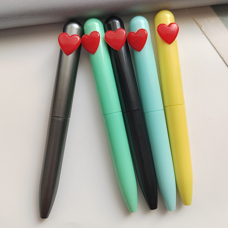 多色迷你爱心圆珠笔可印logo彩色广告礼品促销笔短款扭扭爱心笔|undefined