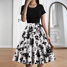 T 39175 Retro Patchwork Dress ����ƴ������ȹ �羳����