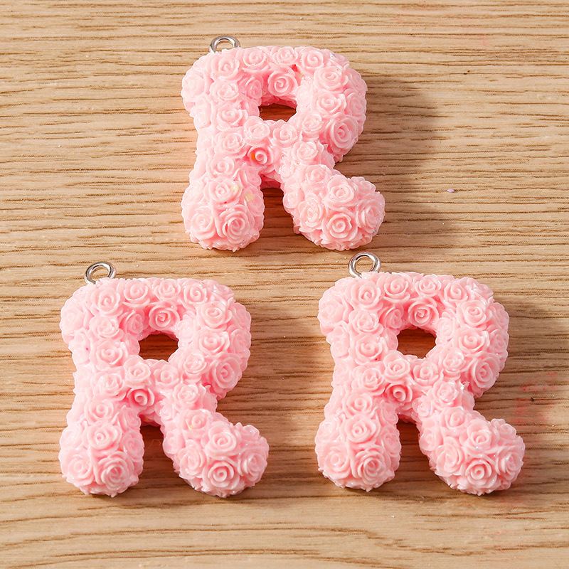 30g Weight DIY Jewelry Accessories Classification 10 Pieces Quantity Plastic Material Letter, Rose Pattern Stoving Varnish Design Cartoon Style, Romantic Style 10 Pieces Plastic Letter Rose 20
