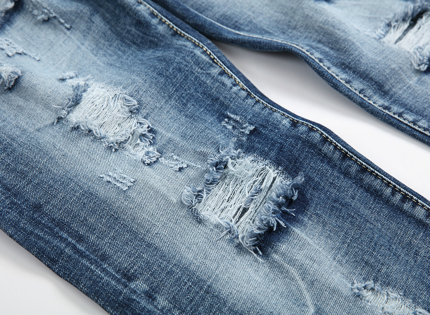 boy Cross-Border Exclusive Foreign Trade Ripped European And American Fashion Slim Fit Trendy Straight Men's Jeans_viptrois.com