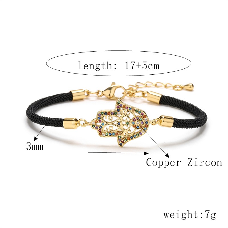 13g Weight Zircon Inlay Material Bracelets Classification Daily Occasion Copper Material Palm Pattern Women'S Gender Plating Design Fashion Style Fashion Palm Copper Bracelets Plating Zircon Copper Bracelets 2