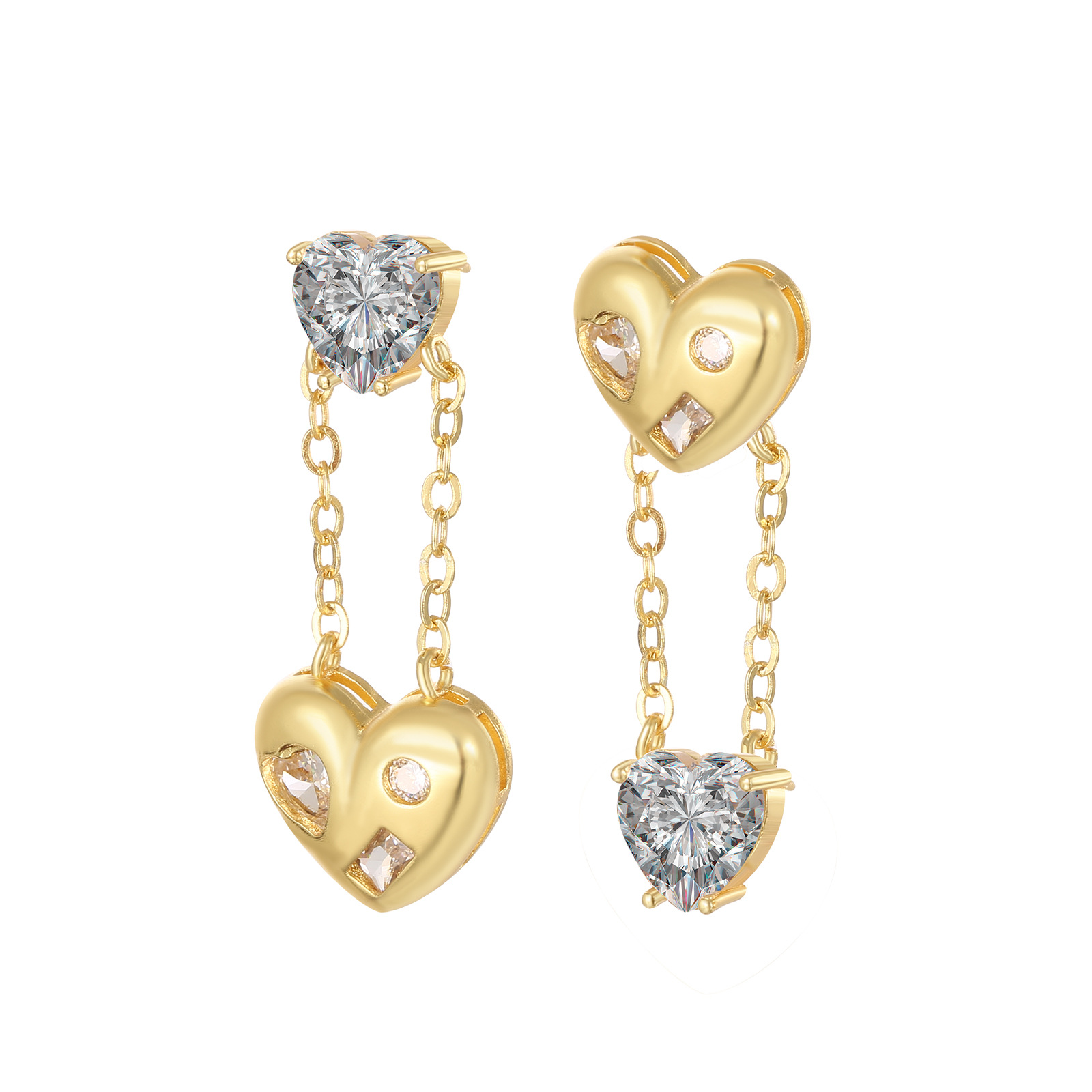 Plating Design 1 Pair Casual Heart Shape Plating Copper Drop Earrings