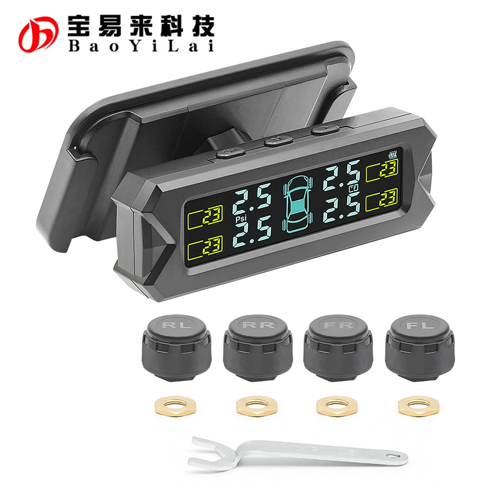 Автомобильная передняя система контроля давления в шинах (TPMS) на солнечных батареях с дисплеем и функцией самозарядки
