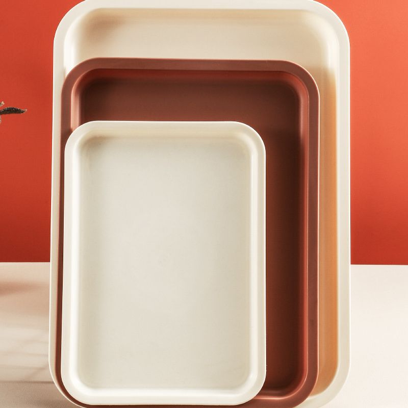 Amazon Rectangular Tray Household Plastic Tea Tray Tableware Tray Hotel Deepened Anti-Fall Tray Tableware Set  
