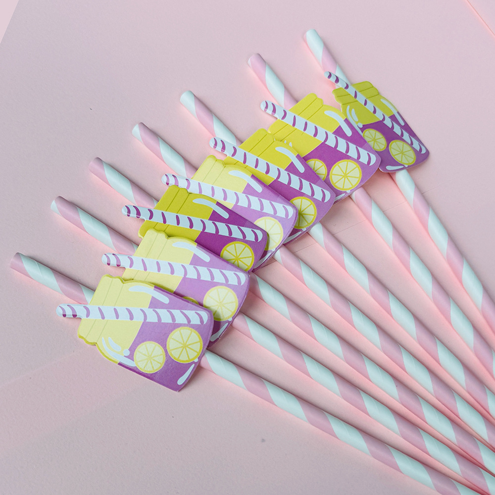 Suministros para fiestas transfronterizas Pajitas de limón de frutas creativas Pajitas de papel desechables Pajitas de bebidas de jugo Spot al por mayor