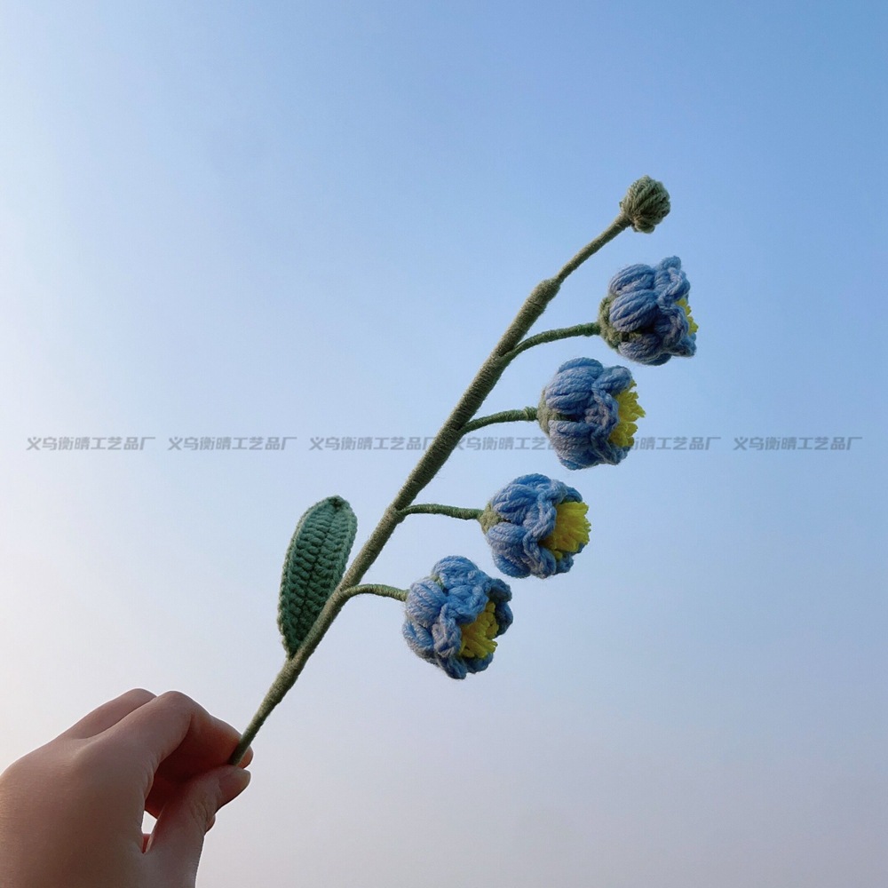 Lily tejido a mano acabado rosa Lily Tulip flor artificial lana ramo regalo