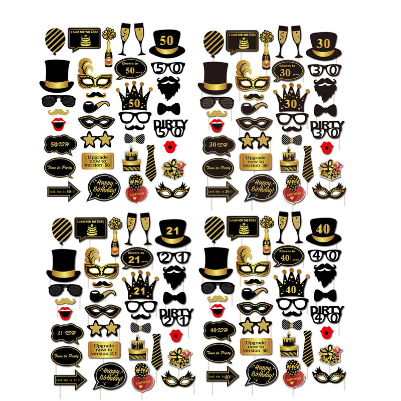 Cross-Border Supply 163080 Weekly Adult Birthday Party Photo Props Paper Beard Decoration Cocktail Party Paper Mask Universal