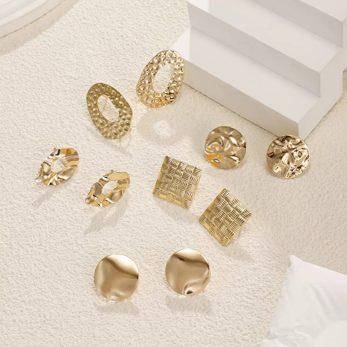 源头厂家圆形耳钉头手工DIY耳环配件可做925银针电镀几何形配件