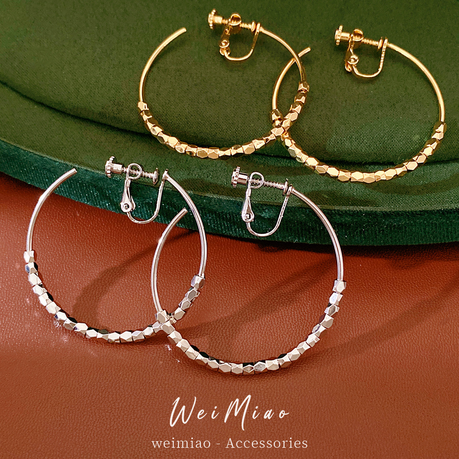 14K oro real chapado en cuentas de corte de orejas para mujeres sin agujeros de orejas de estilo simple pendientes personales de lujo ligero de alta calidad pendientes