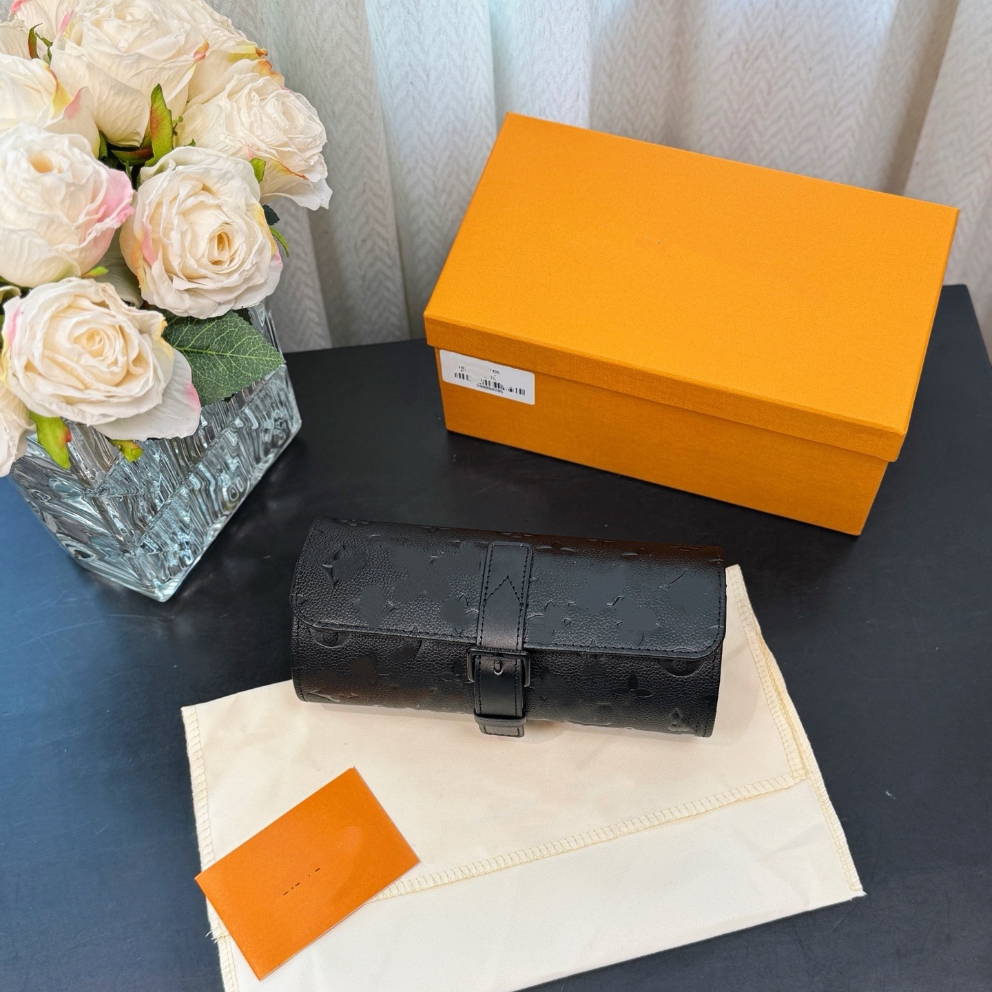 Louis Vuitton Monogram Shadow Watch Case Black