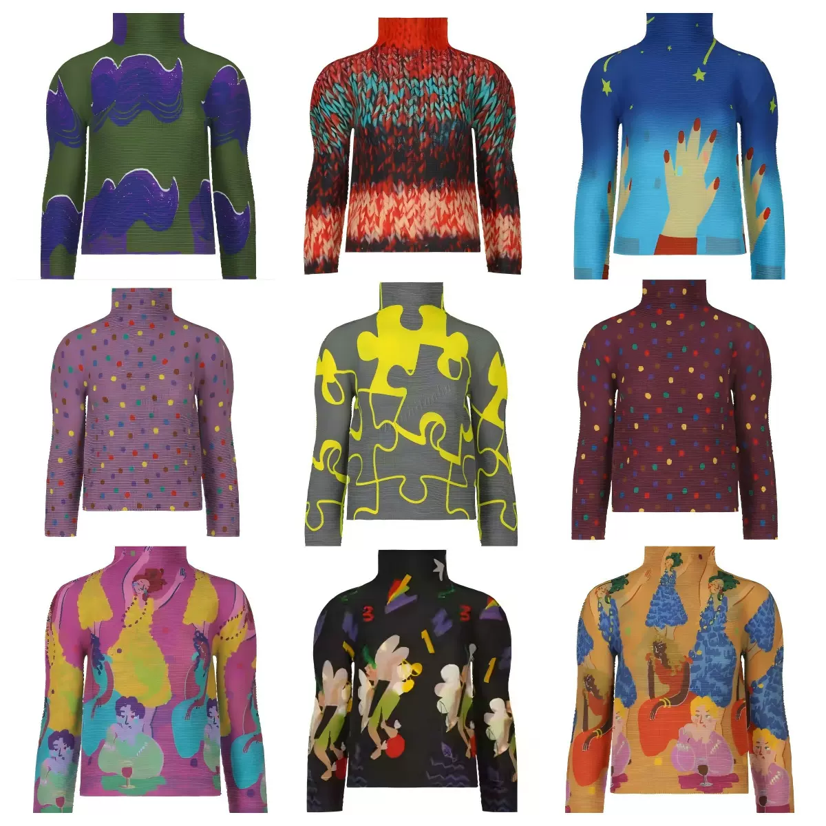 日系高领长袖印花上衣专柜款2025ME列褶皱T恤薄款半高领打底衫