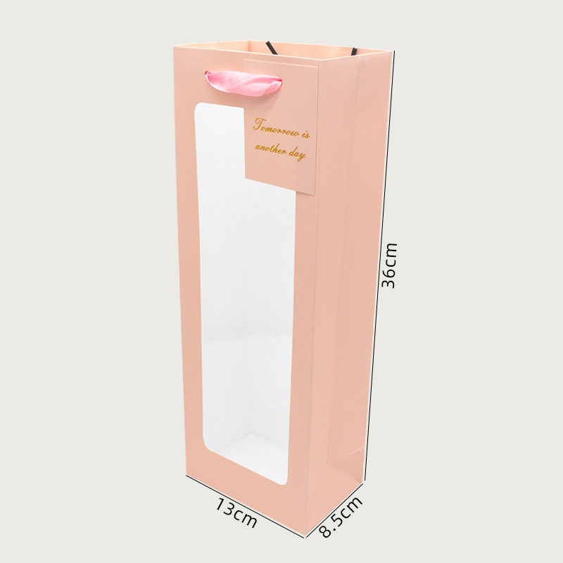 Bolso de ventana abierta Bolsa de ventana transparente de pvc Bolsa de embalaje de ramo de regalo cuadrado Bolsa de regalo de vacaciones al por mayor
