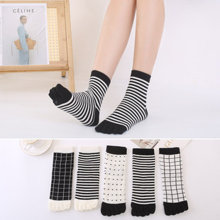 Fashion toe socks children striped women's socks plaid ins tide socks a generation of four seasons cotton socks five-finger socks