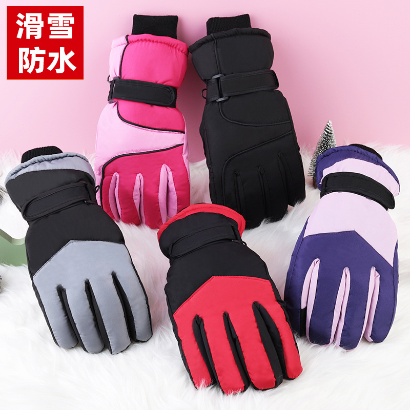 Adultos hombres y mujeres de invierno de tres capas engrosadas de lana forrada caliente impermeable antideslizante ciclismo esquí a prueba de frío resistente al desgaste guantes de viento invierno