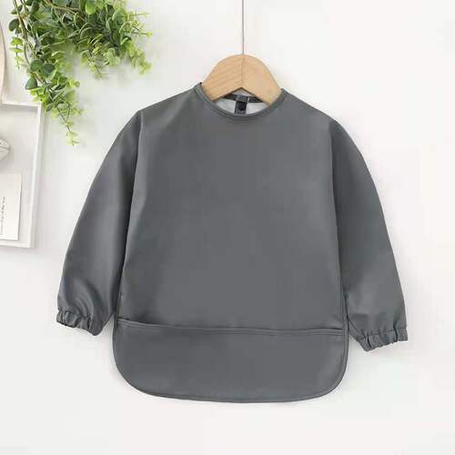 Danish baby pu waterproof smock, children's reverse dressing, anti-dirty eating clothes bib