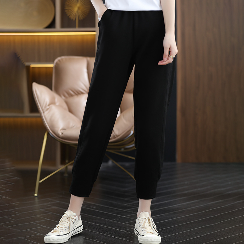 Spring and Summer new women's casual sports pants, solid color show all-match pants leg tightening design slimming pants