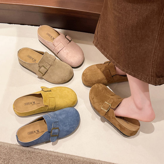 Thick Sole Heightened Bocken Shoes Women's Outwear Half Slippers 2025 New Spring and Autumn Slip-on Lazy Slippers