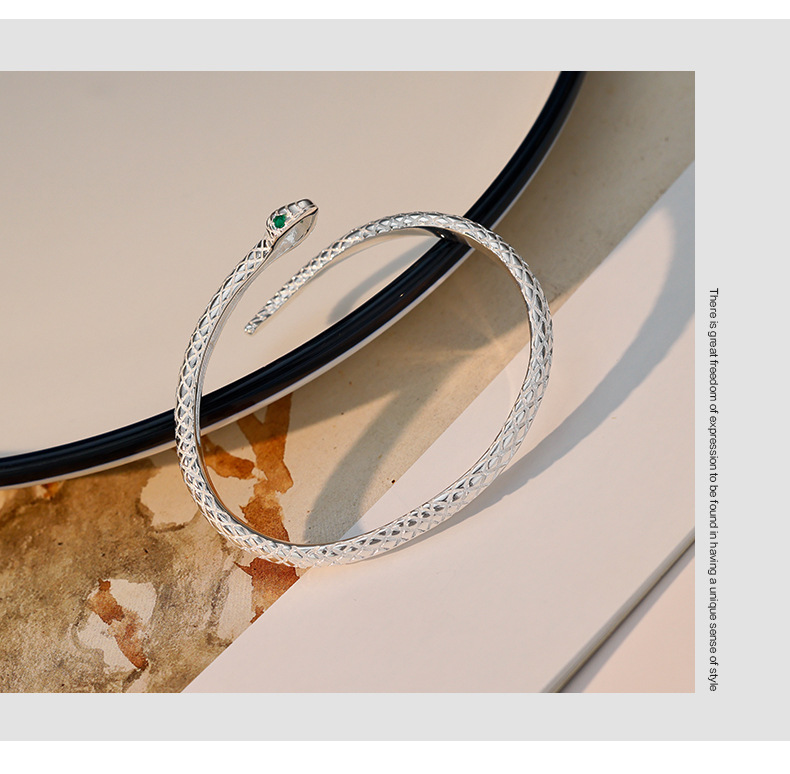 925 plata esterlina brazalete de plata serpiente joyería brazalete de plata joyería de plata regalo de año de la serpiente