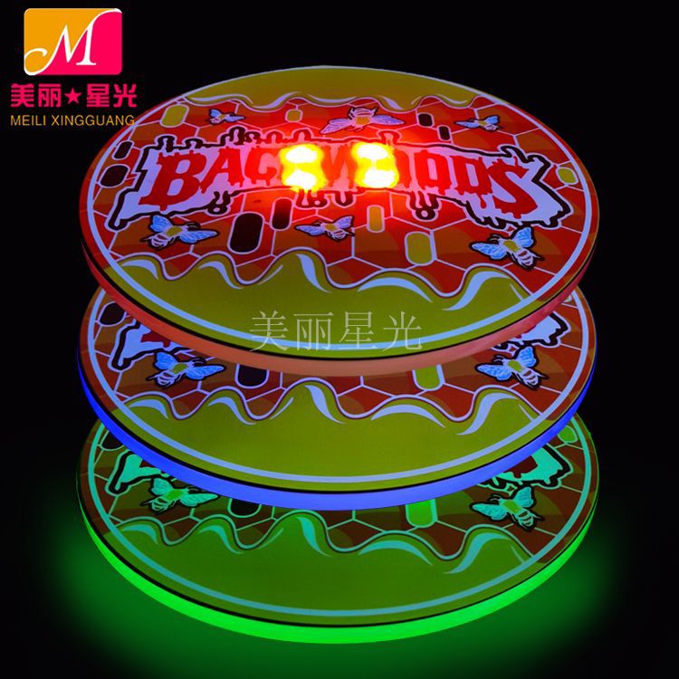 Los fabricantes venden al por mayor posavasos luminosos acrílicos, cristales transparentes, sensores de gravedad, posavasos luminosos led, impresión en color completa