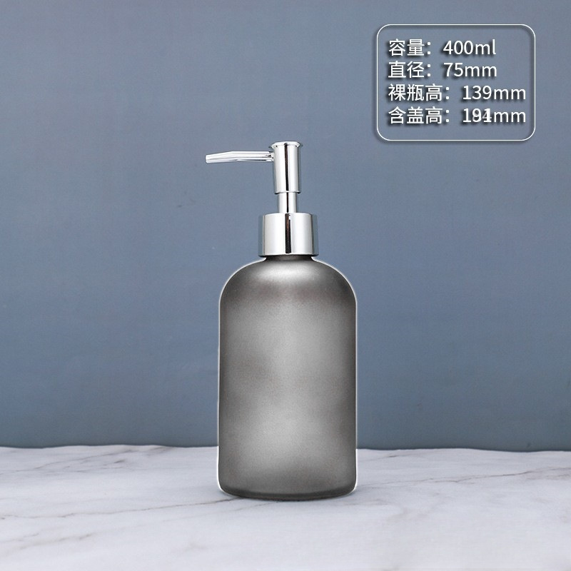 Dispensador de jabón líquido de vidrio negro mate, frasco recargable para baño o cocina