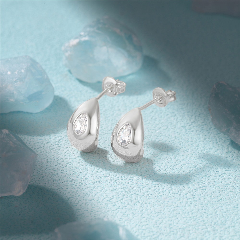 6g Weight 925 Sterling Silver Ear Needle Material Zircon Inlay Material Ear Studs Classification 1 Pair Quantity Daily, Street Occasion 925 Sterling Silver Material Geometric Pattern Women's Gender Plating, Inlay Design Simple Style Style 1 Pair 925 Sterling Silver Zircon Geometric Ear Studs 20
