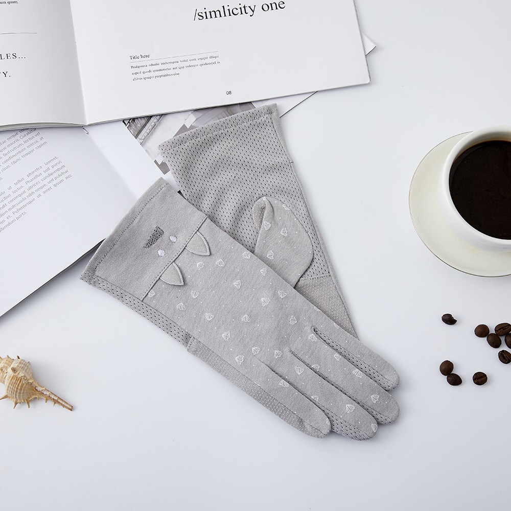 Guantes de protección solar para mujer nueva primavera y verano conducción estilo coreano encaje arco montar antideslizante guantes de pantalla táctil delgada