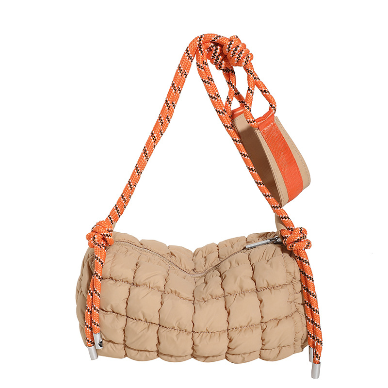 Hilo bordado rómbico bolsa de nube bolsa de abrigo de algodón personalidad de las mujeres bolso de hombro plisado estilo coreano bolsa de burbuja bolsa de mensajero bolso de mujer de cercanías