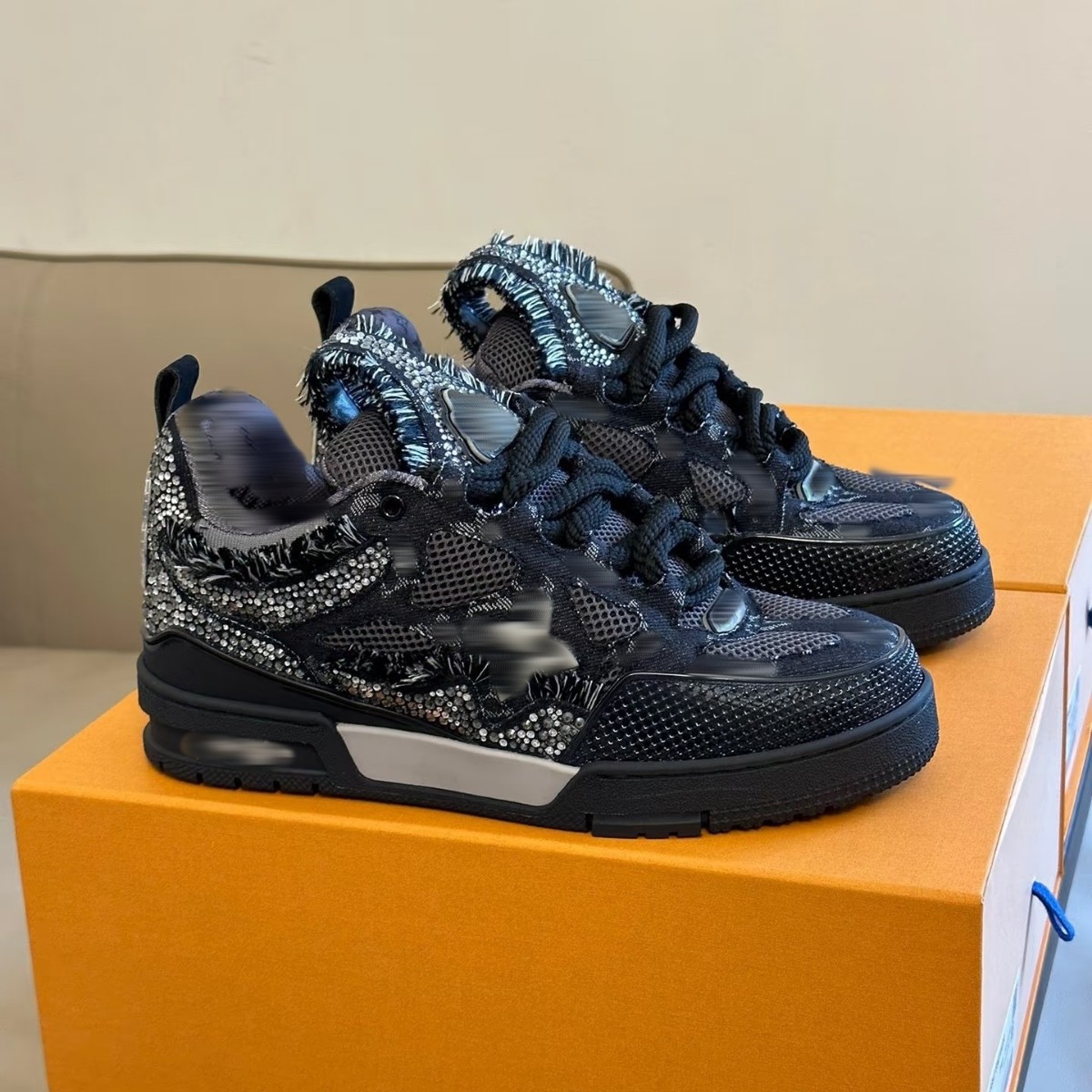 Donkey Trainer Hot Diamond Men's Shoes Black Pink Black Denim Versatile Gray Denim Black Warrior Casual Women's Sneakers