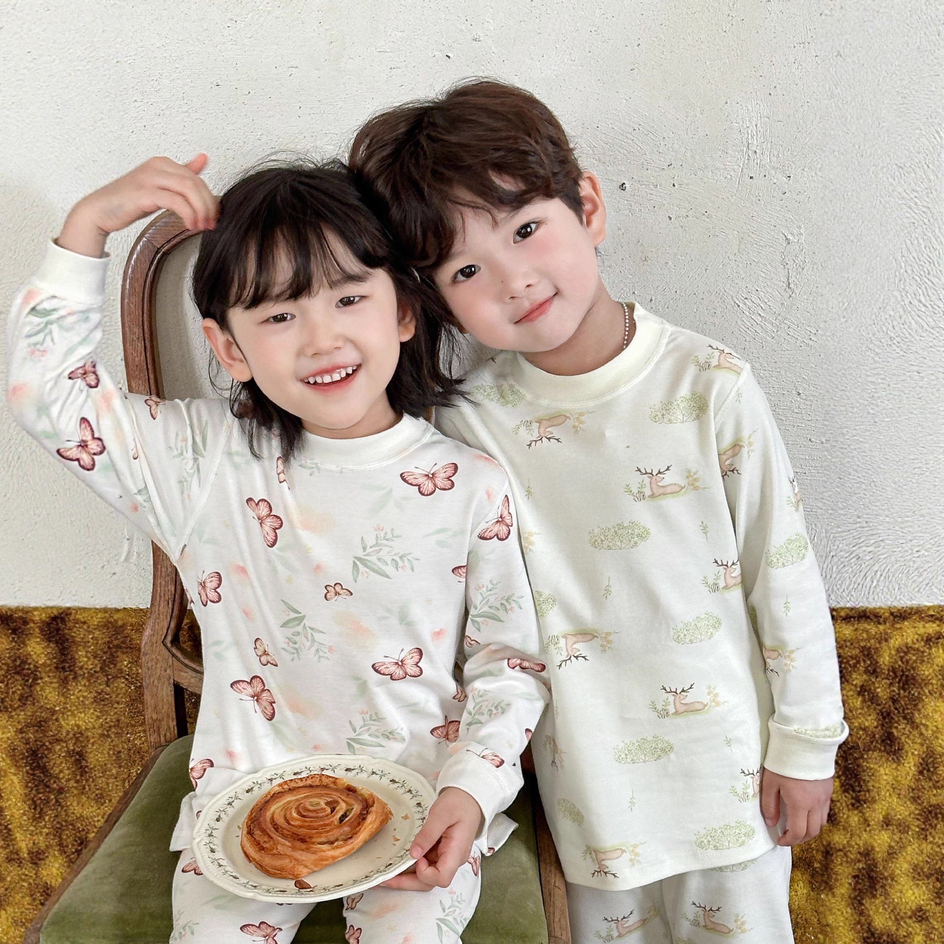 Spring and Autumn Children's Thermal Underwear Set, Boys' Pajamas, Girls' Infant Thermal Clothing Set, Pure Cotton Baby Thermal Underwear
