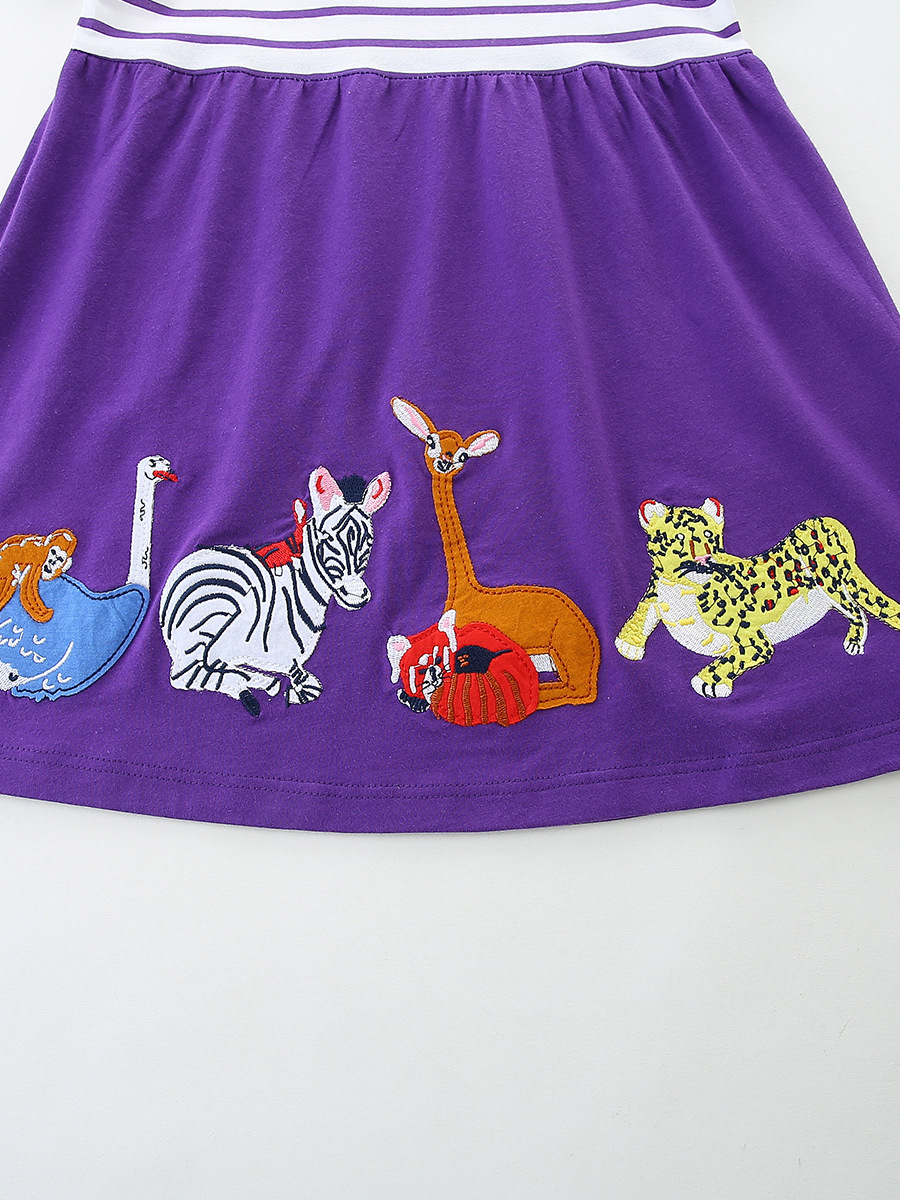 Fábrica directa europea y americana vestido de princesa 26 rayas de verano vestido de mangas cortas vestido de moda bordado vestido infantil
