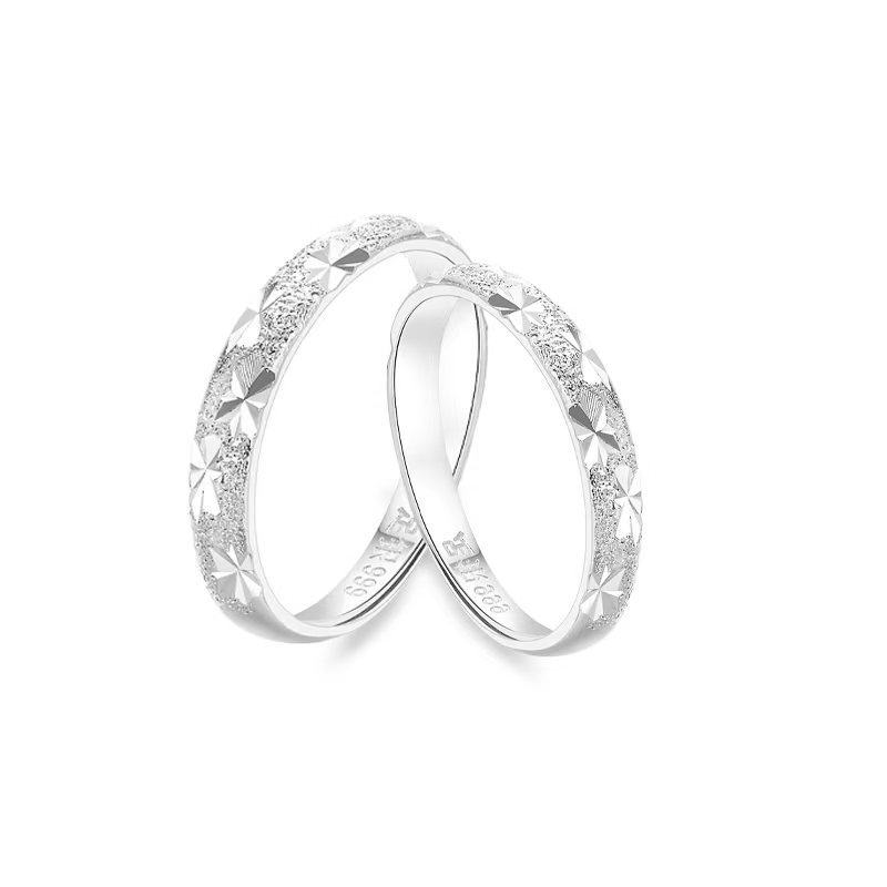 S999 sterling silver gypsophila couple's high-end ring simple star ring adjustable plain ring ring ring silver jewelry
