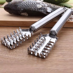 Creative stainless steel double row fish scale planer multi-purpose fish scraper kitchen gadgets descaling saury fish brush department store wholesale