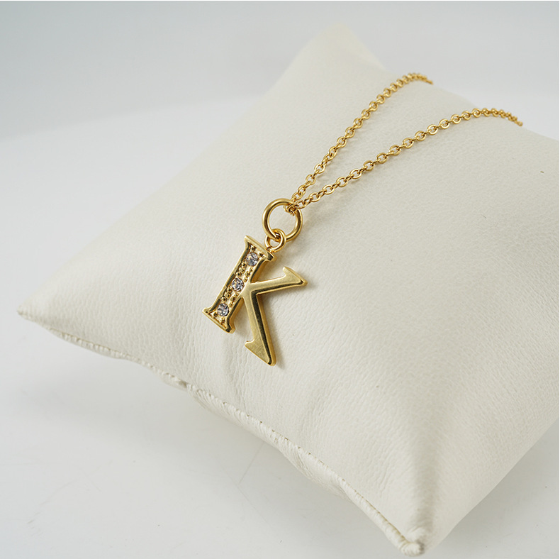 Pendant Necklace Classification 304 Stainless Steel Chain Material Wholesale Jewelry Simple Style Letter 304 Stainless Steel Rhinestones Inlay Stainless Steel Necklaces