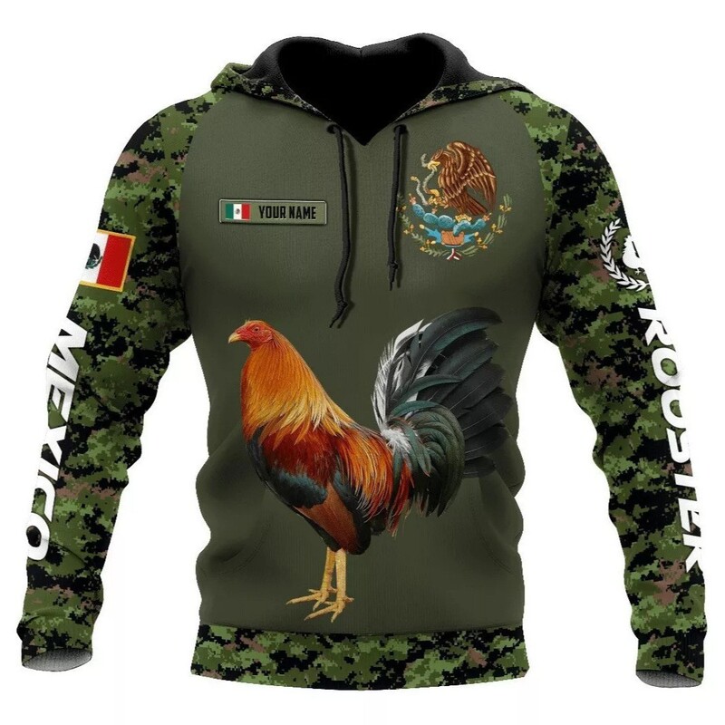 Mexican Flag Emblem Rooster Pattern Hoodie 3D Digital Print Loose Casual Unisex Sweatshirt Mexican Flag Emblem Rooster Pattern Hoodie 3D Digital Print Loose Casual Unisex Sweatshirt