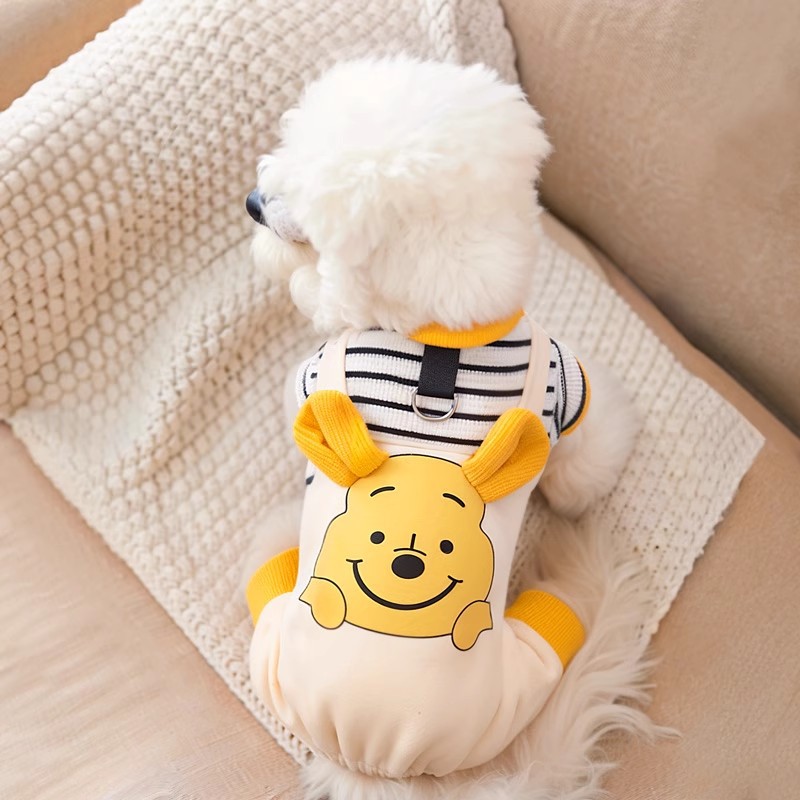 강아지 옷 가을, 겨울 견인 버클 4개 다리 작업복 애완 동물 비숑 테디 웨스트 하이랜드 소형견