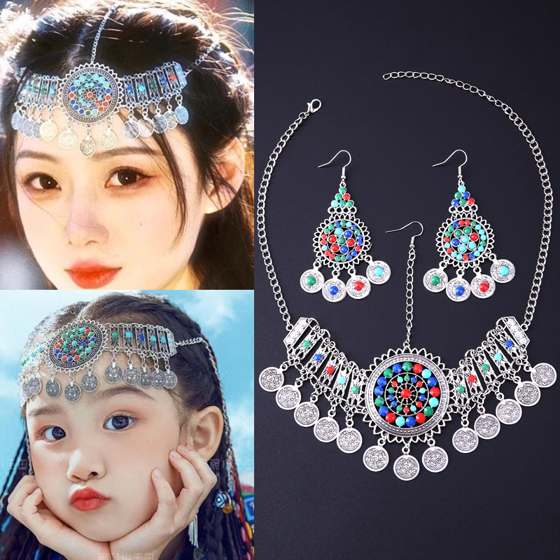 New Ancient Style Hair Accessories, Miao Choker, Western Ethnic Minority Style Headdress, Tassel Forehead Chain, Family Han Dynasty Headdress