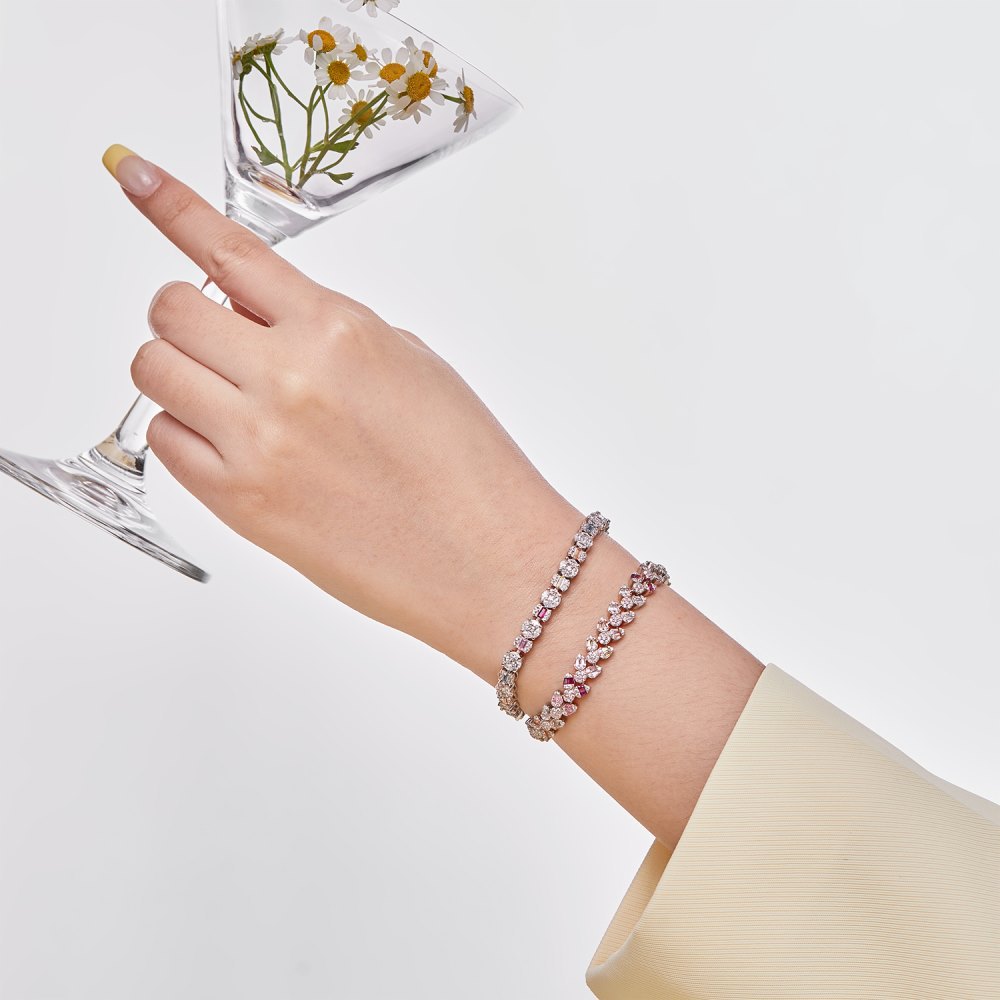 40g Weight Zircon Inlay Material Tennis Bracelet Classification 1 Piece Quantity Banquet, Party Occasion 925 Sterling Silver Material Geometric Pattern Women's Gender Plating, Inlay Design Elegant, Luxurious, Shiny Style 925 Sterling Silver Tennis Bracelet Elegant Luxurious Shiny 22