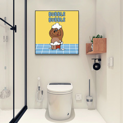 卡通小狗衛生間裝飾畫ins防水廁所掛畫個性小眾藝術浴室牆面壁畫