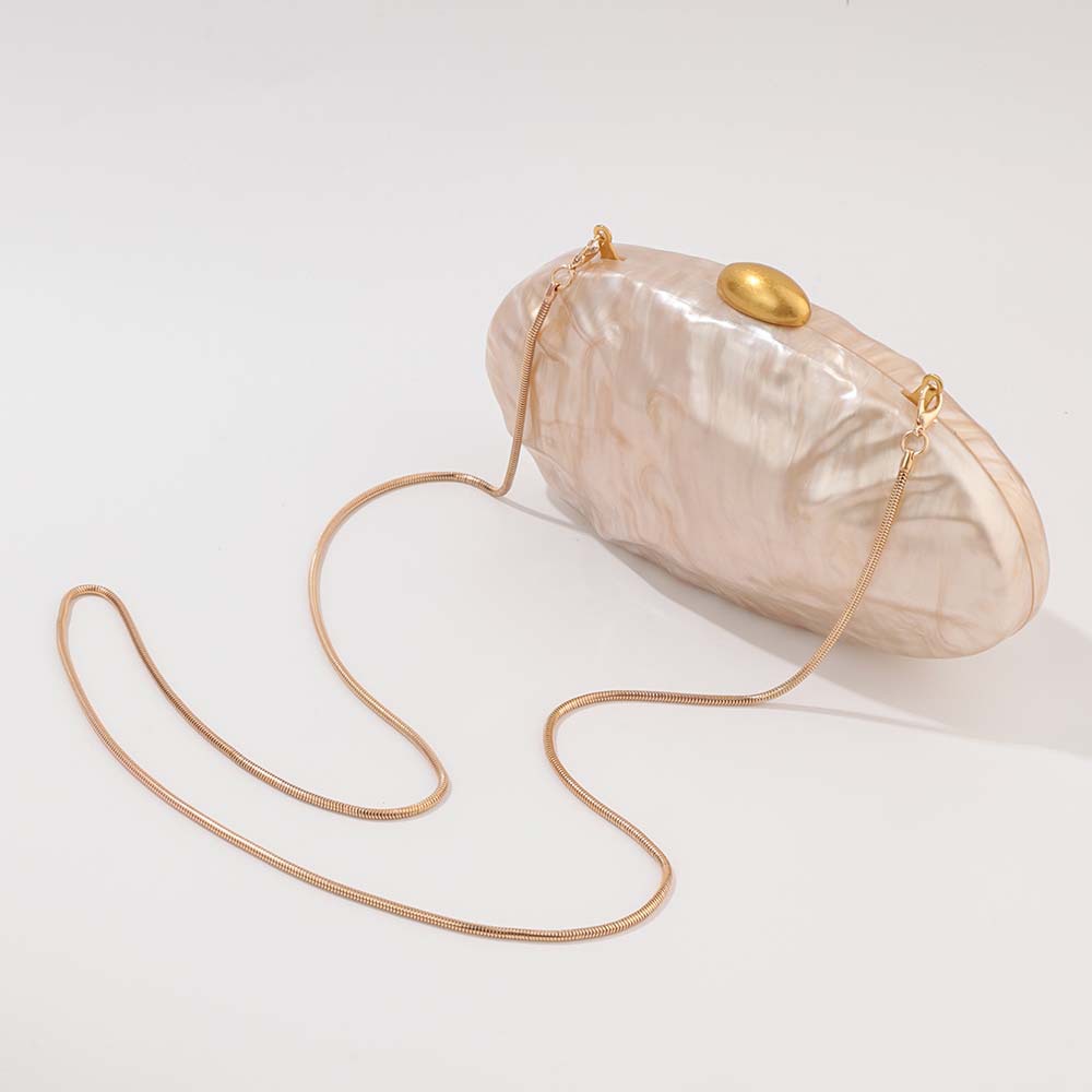 Elegante borsa a tracolla a forma di conchiglia in acrilico: pochette di ispirazione vintage per matrimoni, feste e uso quotidiano_voghion.com