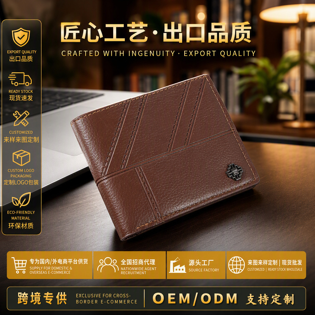 Cross-Border New Men's Short Wallet Korean Style Horizontal Webbing Contrasting Color Wallet Fashion Student Manufacturer Wholesale Light and Thin