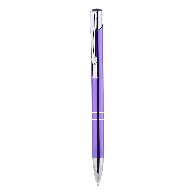 Bolígrafo metálico retráctil en stock con punta inclinada, cuerpo de aluminio, bolígrafo de punta redonda, logotipo personalizable, grabado publicitario, branding, regalo empresarial, bolígrafo de tinta a base de aceite.