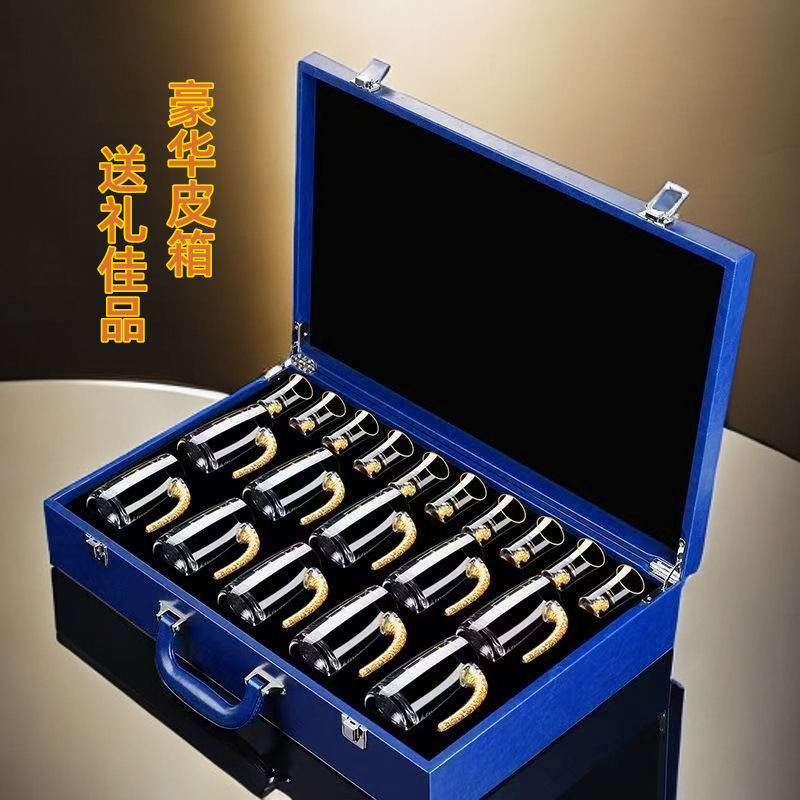 Fabricantes de copas de licor de lámina de oro tazas de cristal de alta calidad tazas de licor de vidrio escalas divisor de licor un sorbo de tazas de licor set