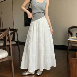 白色半身裙女2026新款春夏季高腰大摆裙长裙a字伞裙小个子蛋糕裙