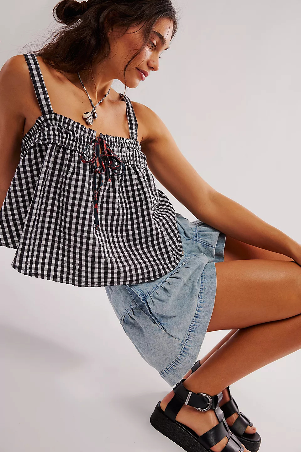 175g Weight Polyester Fabric Type Short Top Length Camisole Tops Type Holiday, Daily Occasion Strap Neckline Loose Fit Type Plaid Pattern Summer Season Women's Gender Y2K, Sexy Style Wholesale Women's Y2K Sexy Plaid Tank Tops 2