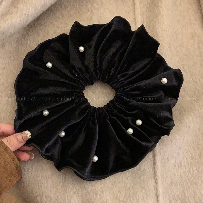 27# black velvet beaded double layer lace about 18cm