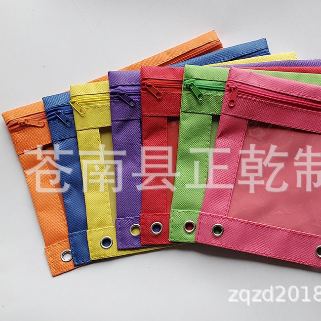 Estuche para lápices de tela Oxford 600D con tres compartimentos, bolsa para documentos de PVC, artículos de papelería transfronterizos