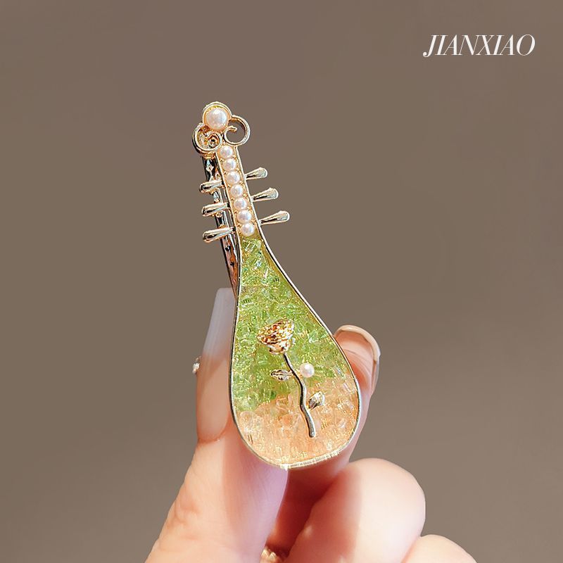 녹색 장미 비파 머리핀