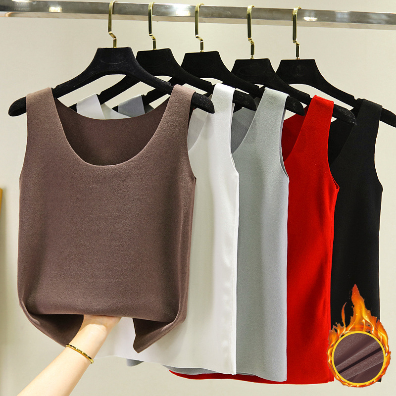 Autumn and winter double-sided velvet vest women's self-heating velvet seamless warm sling slim-fit inner base shirt velvet top