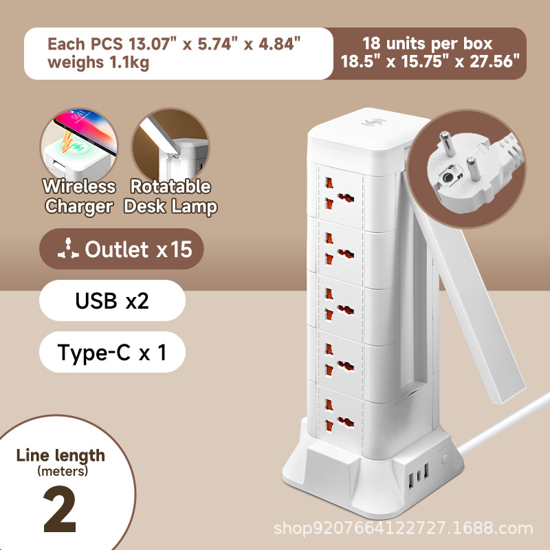 Estándar europeo-2 metros-5 capas/USB/cargador inalámbrico/luz nocturna